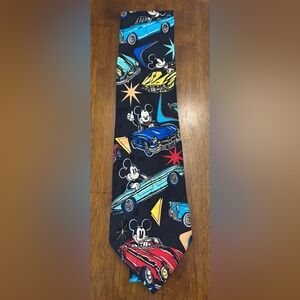 Disney Mickey Mouse Mens Necktie 100% Silk Tie Mickey Inc Vintage Classic Cars
